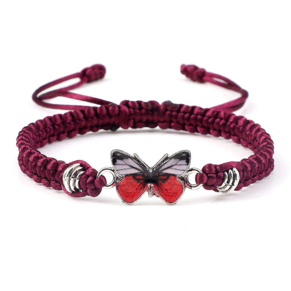 Adjustable Couple Butterfly Buckle Braided Bracelet