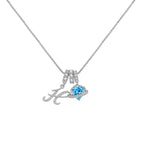 A-Z Alphabet Elegant Blue Heart Necklace with Zircons