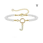 A-Z Letter Pendant Pearl Bracelet