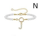 A-Z Letter Pendant Pearl Bracelet