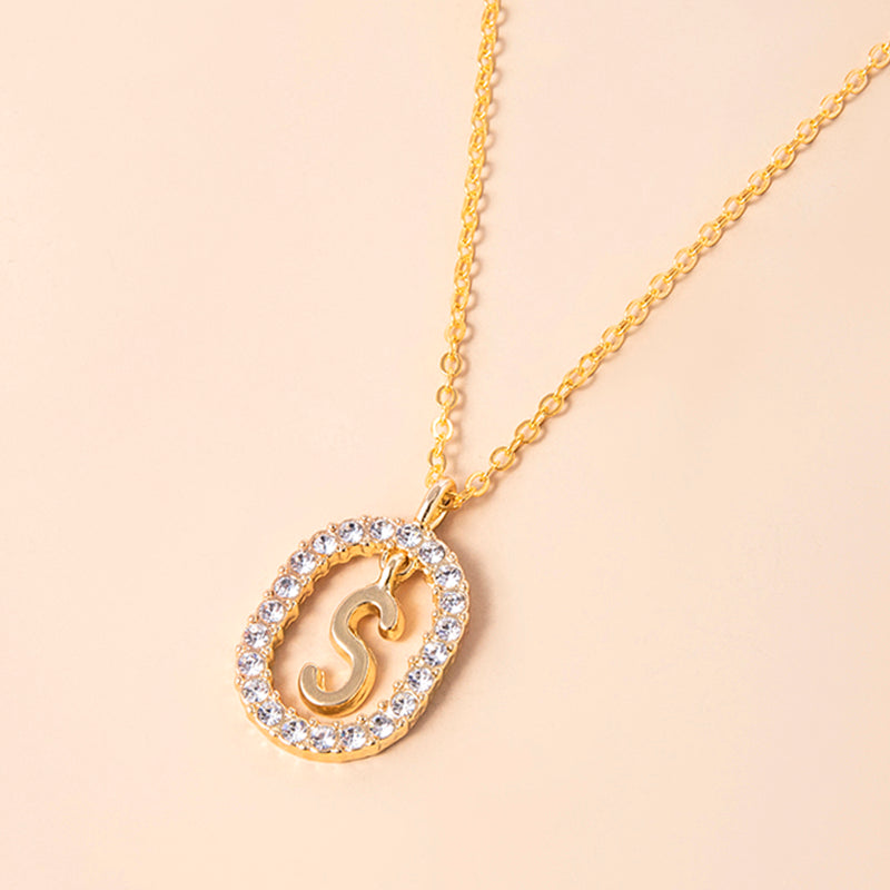 A, J, M, S Crystal Letter Necklace