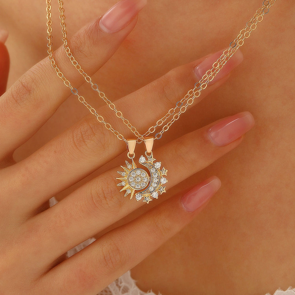2pcs Sun and Moon Magnetic Couple Necklaces