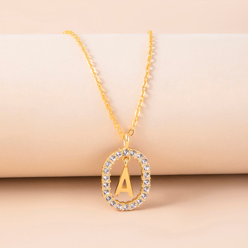A, J, M, S Crystal Letter Necklace