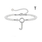 A-Z Letter Pendant Pearl Bracelet
