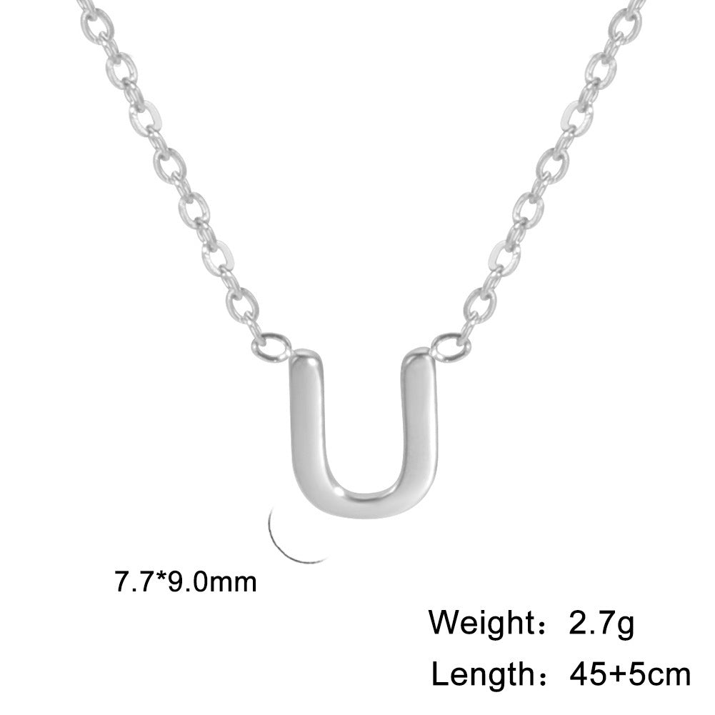 26 English Letter Steel Color Necklace