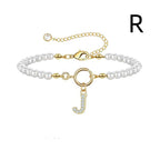 A-Z Letter Pendant Pearl Bracelet