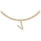 A-Z Letter Zircon Necklace, Silver & Gold