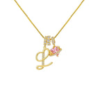 A-Z Alphabet Elegant Blue Heart Necklace with Zircons