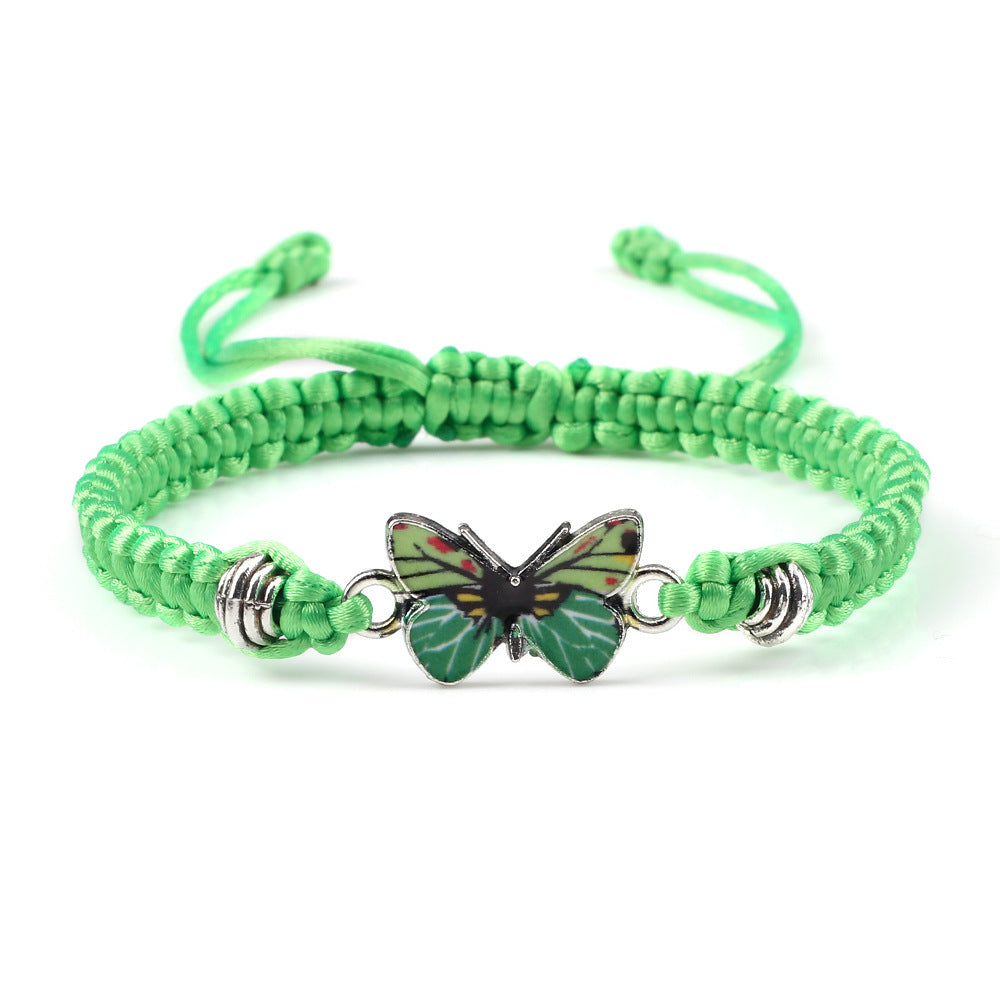 Adjustable Couple Butterfly Buckle Braided Bracelet