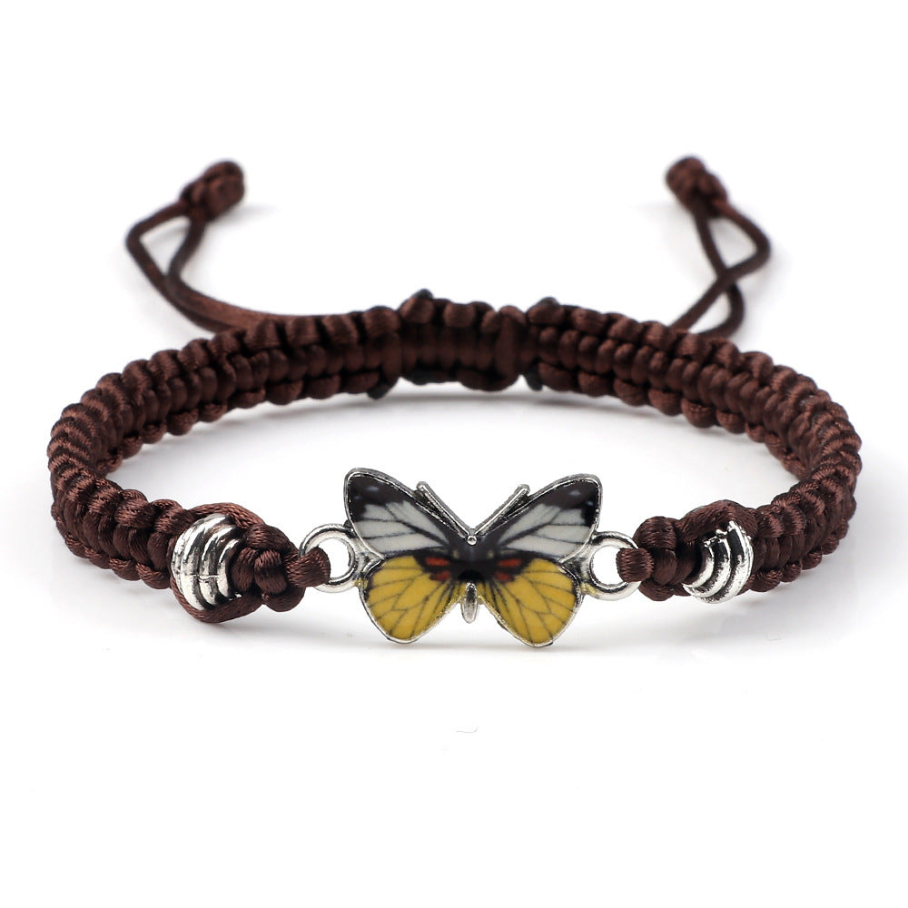 Adjustable Couple Butterfly Buckle Braided Bracelet