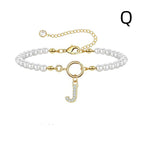 A-Z Letter Pendant Pearl Bracelet