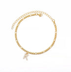 A-Z Zircon Letter Anklets, Gold & Silver