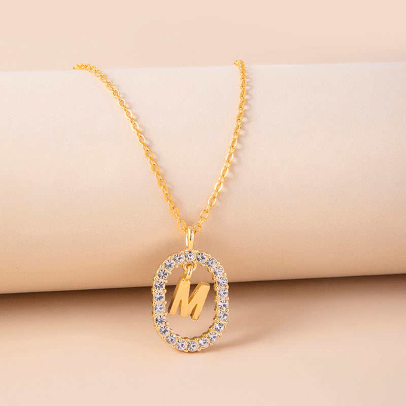 A, J, M, S Crystal Letter Necklace