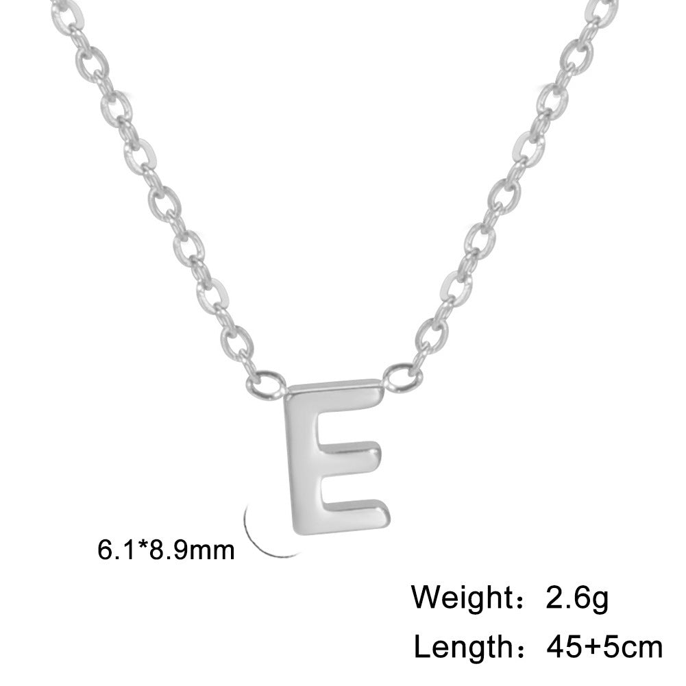 26 English Letter Steel Color Necklace