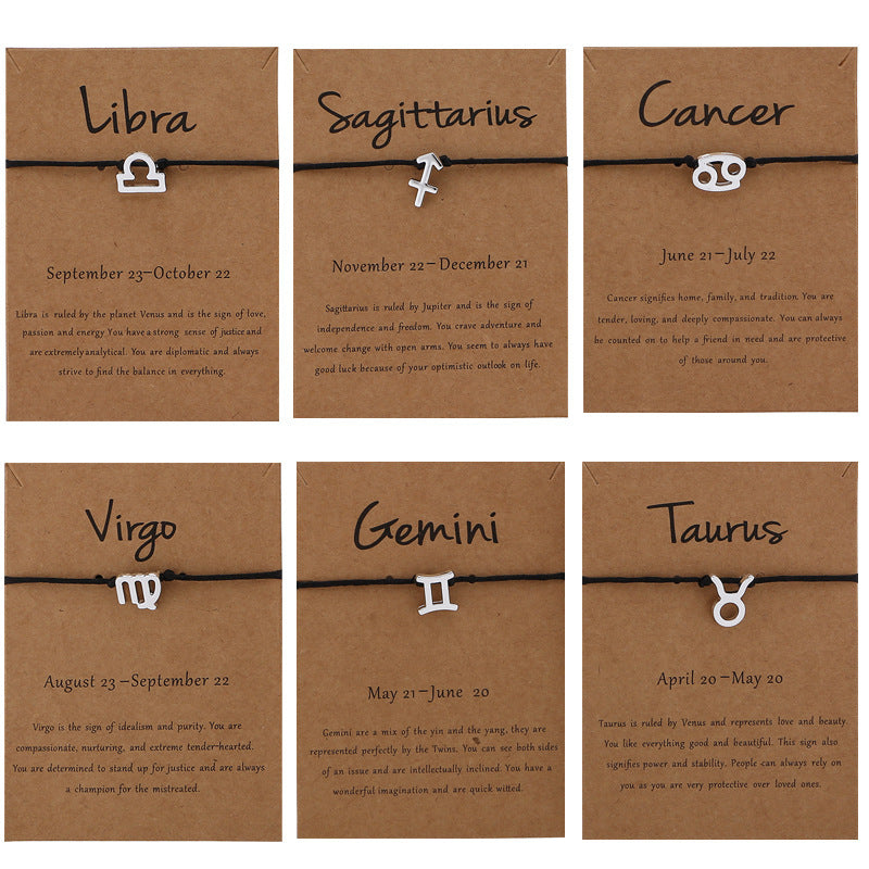 12 Constellation Zodiac Sign Bracelet for Couples