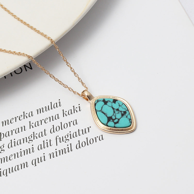 Abalone Shell & Turquoise Inlaid Short Chic Necklace