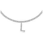 A-Z Letter Zircon Necklace, Silver & Gold