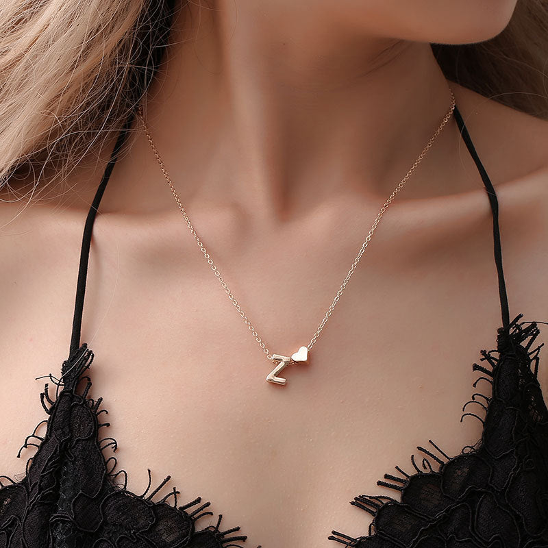 Alphabet A-Z Heart Pendant Necklace
