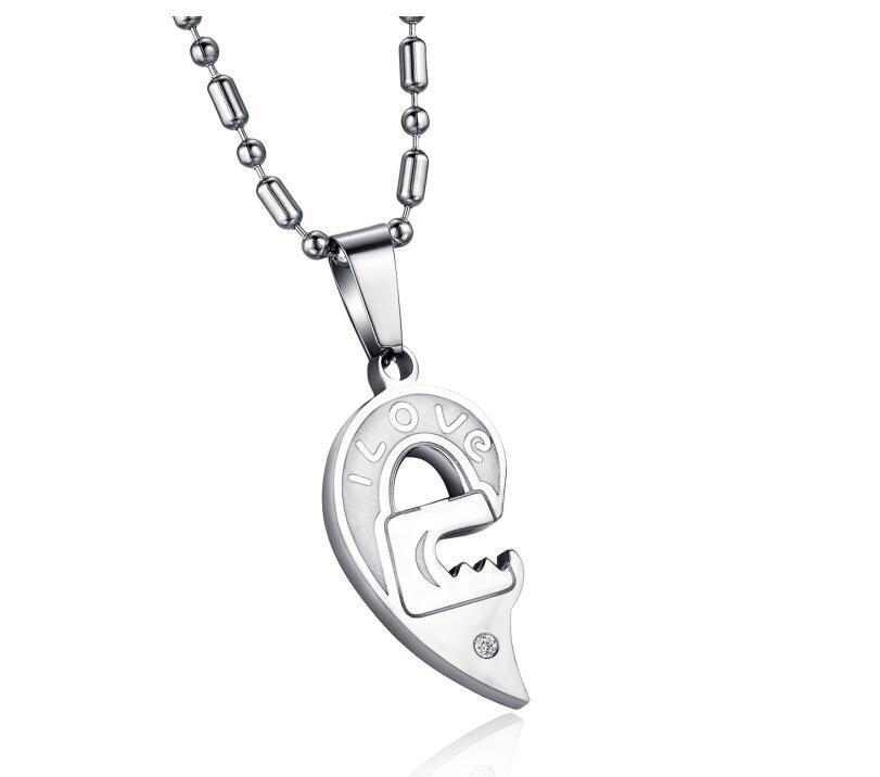 2-Piece Heart Key Couple Necklace Set