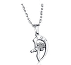 2-Piece Heart Key Couple Necklace Set