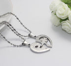2-Piece Heart Key Couple Necklace Set