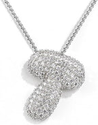 A-Z Zircon Balloon English Letter Necklace, Gold & Silver