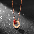 Rose Gold Roman Double Ring Jewelry Set for Women