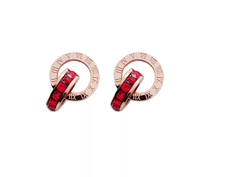 Rose Gold Roman Double Ring Jewelry Set for Women