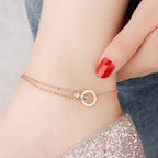 Rose Gold Roman Double Ring Jewelry Set for Women