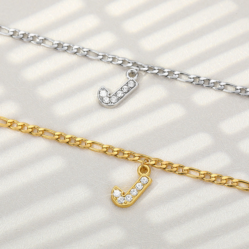 A-Z Zircon Letter Anklets, Gold & Silver