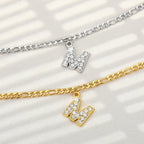 A-Z Zircon Letter Anklets, Gold & Silver