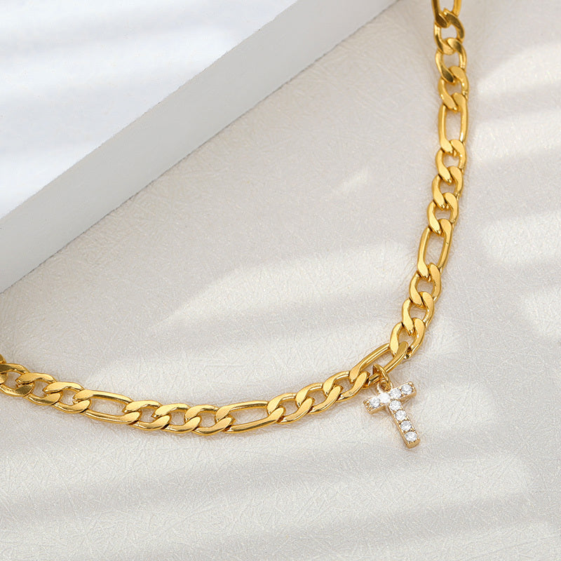 A-Z Zircon Letter Anklets, Gold & Silver