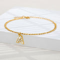 A-Z Zircon Letter Anklets, Gold & Silver