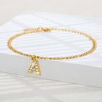 A-Z Zircon Letter Anklets, Gold & Silver