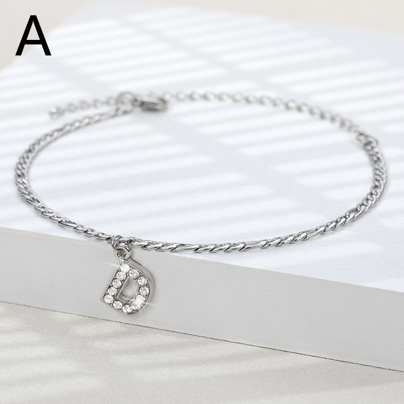 A-Z Zircon Letter Anklets, Gold & Silver