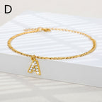 A-Z Zircon Letter Anklets, Gold & Silver