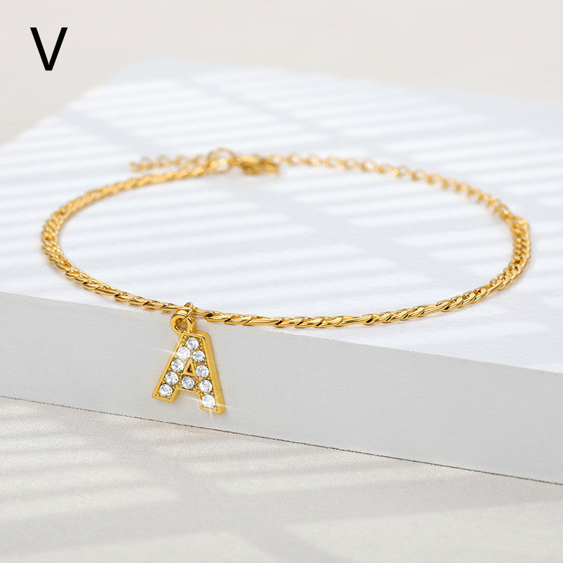 A-Z Zircon Letter Anklets, Gold & Silver