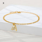 A-Z Zircon Letter Anklets, Gold & Silver