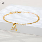 A-Z Zircon Letter Anklets, Gold & Silver