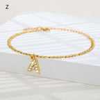 A-Z Zircon Letter Anklets, Gold & Silver