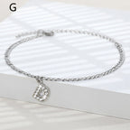 A-Z Zircon Letter Anklets, Gold & Silver