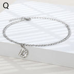 A-Z Zircon Letter Anklets, Gold & Silver