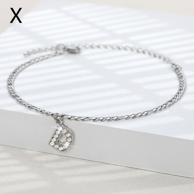 A-Z Zircon Letter Anklets, Gold & Silver