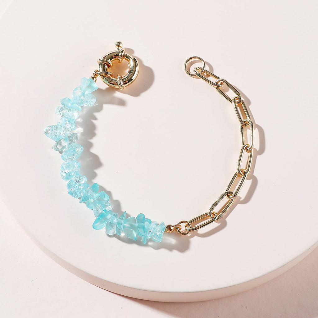 Amethyst Rough Stone Crystal Chain Bracelet