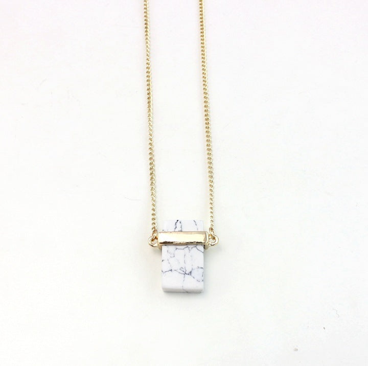Natural White Turquoise & Turquoise Inlaid Necklace