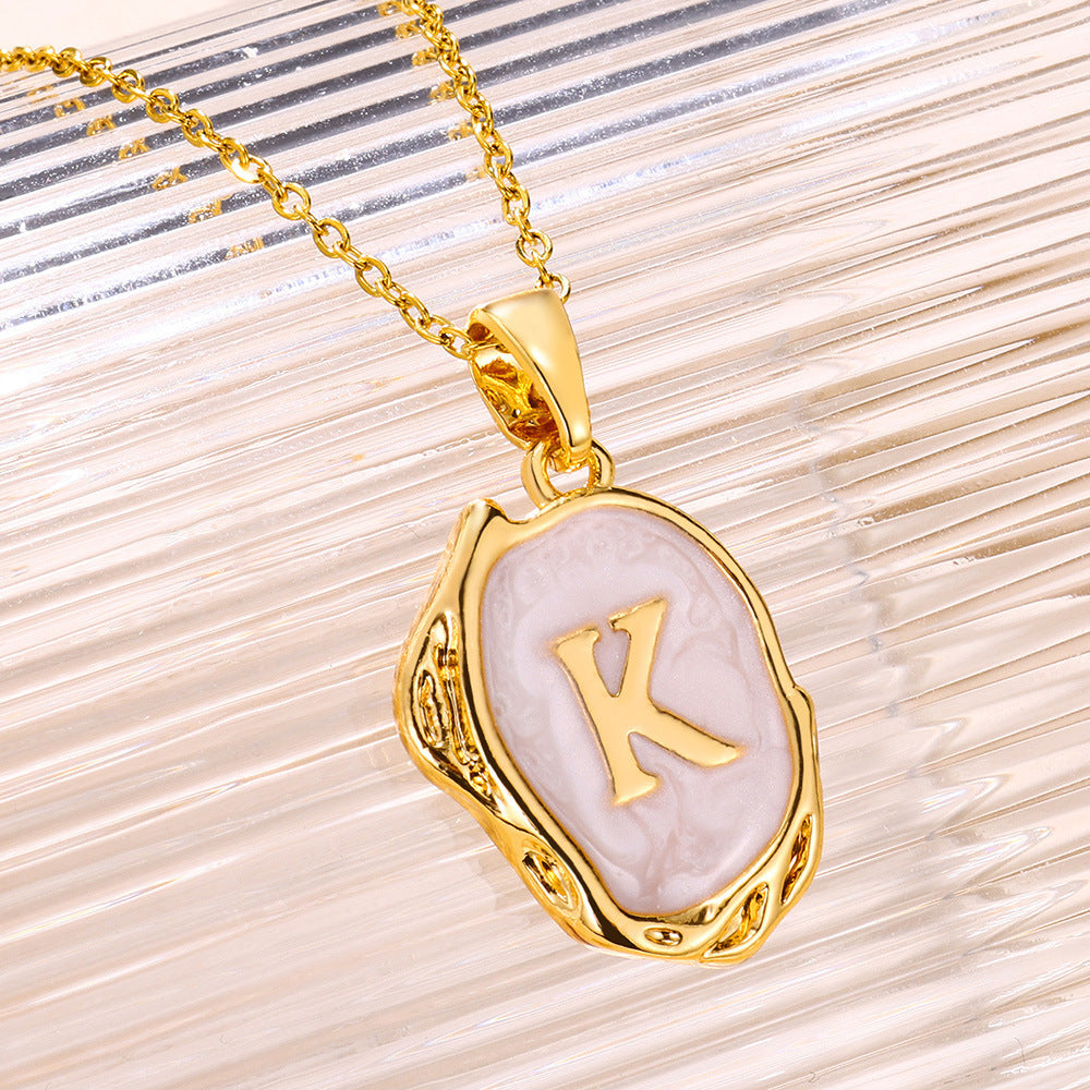 26 Letters Drop Oil Three Dimensional Necklace