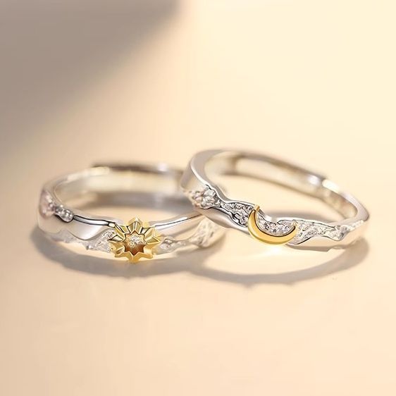 Sun and Moon Open Ring for Couples – Adjustable