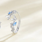 Adjustable Silver Whale Butterfly Couple Rings