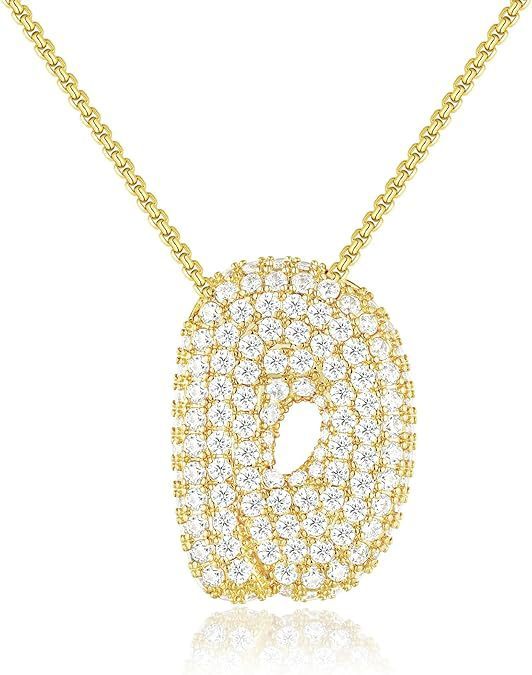 A-Z Zircon Balloon English Letter Necklace, Gold & Silver