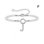 A-Z Letter Pendant Pearl Bracelet